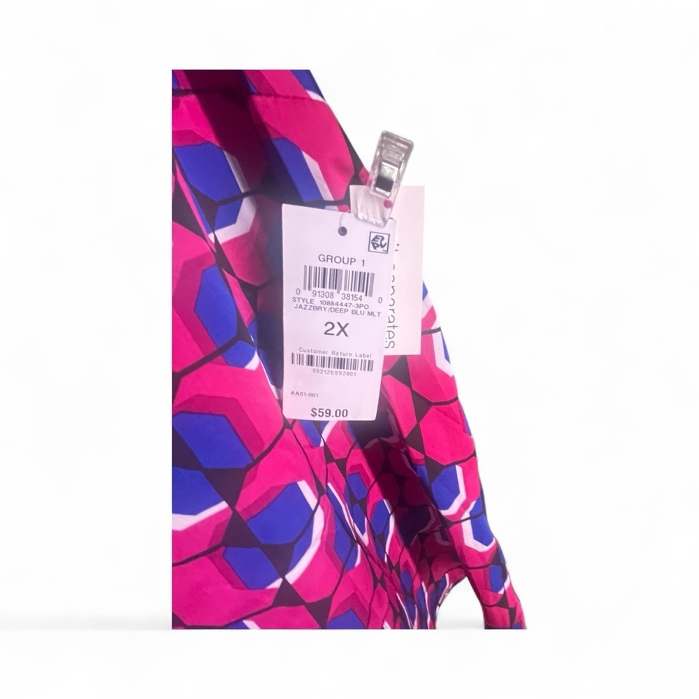 Bar III Geo Print Tie-Neck Blouse – Size 2X (NWT) - Picture 4 of 4